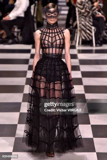 Model walks the runway during the Christian Dior Haute Couture Spring Summer 2018 show as part of Paris Fashion Week on January 22, 2018 in Paris,...