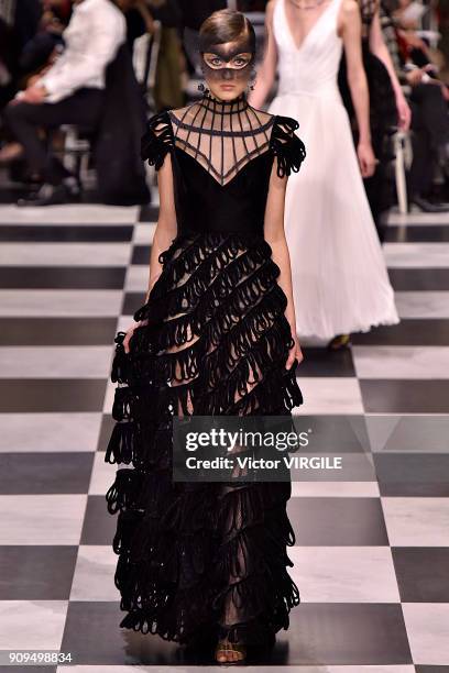 Model walks the runway during the Christian Dior Haute Couture Spring Summer 2018 show as part of Paris Fashion Week on January 22, 2018 in Paris,...