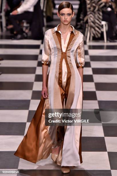 Model walks the runway during the Christian Dior Haute Couture Spring Summer 2018 show as part of Paris Fashion Week on January 22, 2018 in Paris,...