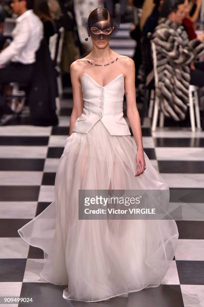 Model walks the runway during the Christian Dior Haute Couture Spring Summer 2018 show as part of Paris Fashion Week on January 22, 2018 in Paris,...