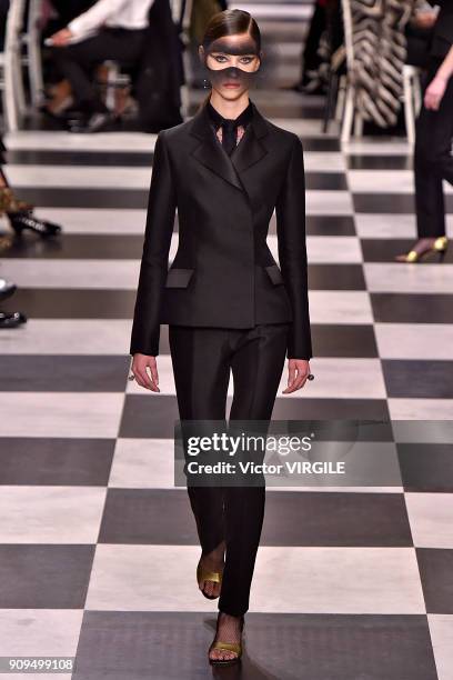 Model walks the runway during the Christian Dior Haute Couture Spring Summer 2018 show as part of Paris Fashion Week on January 22, 2018 in Paris,...