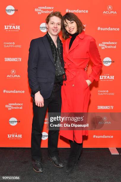 Jack Kilmer and Eva Dolezalova attend the "Lords Of Chaos" Premiere during the 2018 Sundance Film Festival at Park City Library on January 23, 2018...