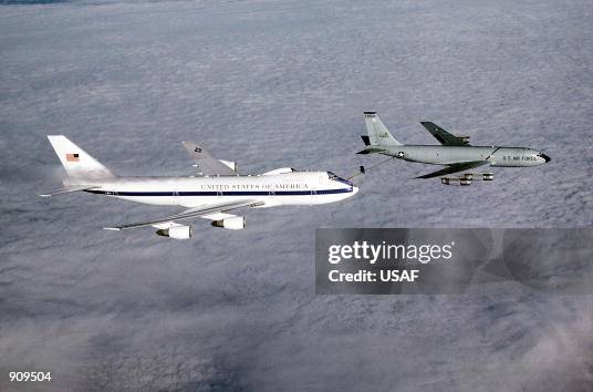 E-4B advanced airborne national command post aircraft being refueled E-4B advanced airborne national command post aircraft being refueled