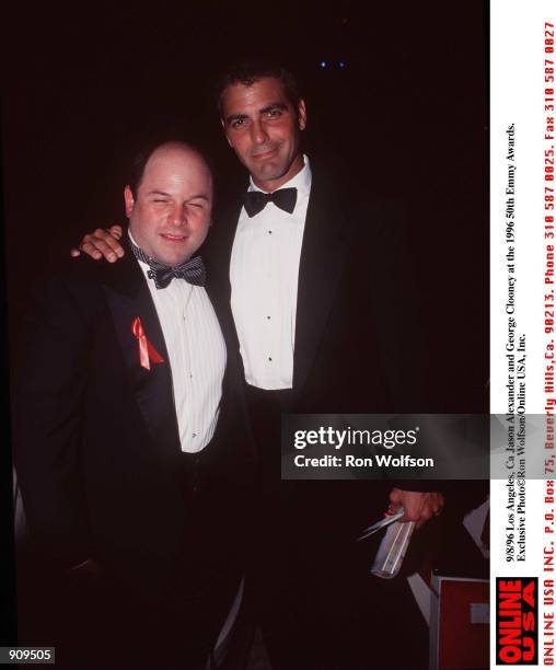 Pasadena, CA. Jason Alexander and George Clooney at the 50th Anniversay Emmy Awards. Photo by Ron Wolfson/Online USA, Inc.
