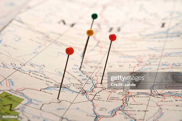 points on a map - sharp angle stock pictures, royalty-free photos & images