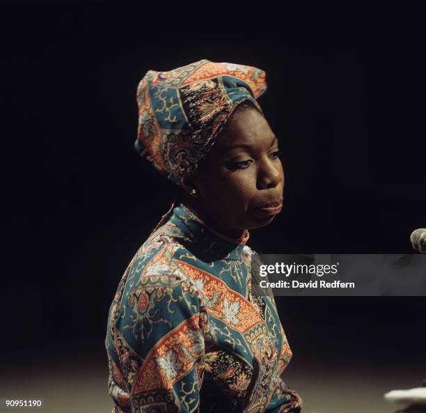 American singer, songwriter, pianist and civil rights activist Nina Simone performs on a television show at BBC Television Centre in London in 1966.