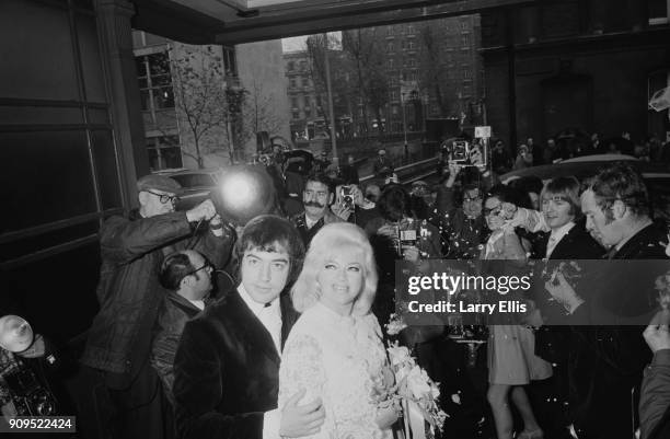 British actors Diana Dors and Alan Lake wedding day at Caxton Hall, London, UK, 25th November 1968.