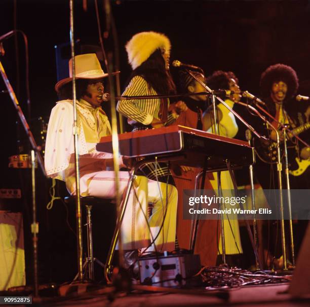 Sly and the Family Stone perform on stage at White City Stadium in London, England on July 15, 1973.