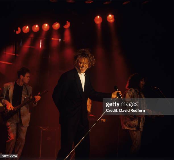 Mick Hucknall of Simply Red performs on stage at the Midem Music Fair held in Cannes, France in 1986.