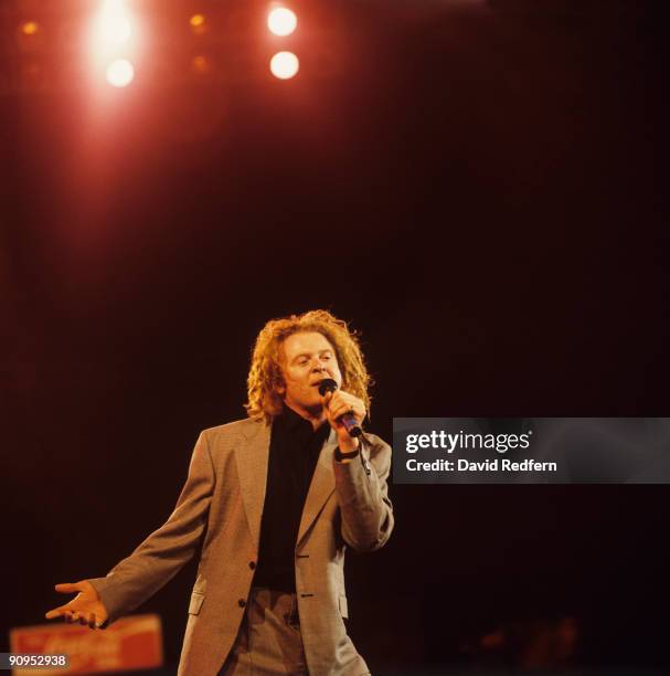 Mick Hucknall of Simply Red performs on stage at the Montreux Rock Festival held in Montreux, Switzerland in May 1989.