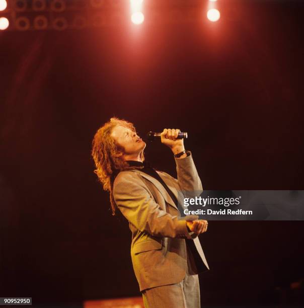 Mick Hucknall of Simply Red performs on stage at the Montreux Rock Festival held in Montreux, Switzerland in May 1989.