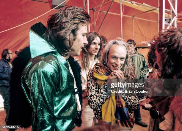 Andy Mackay, Rik Kenton and Brian Eno of Roxy Music back stage after performing at The Great Western Express Festival at Bardney near Lincoln on 27th...