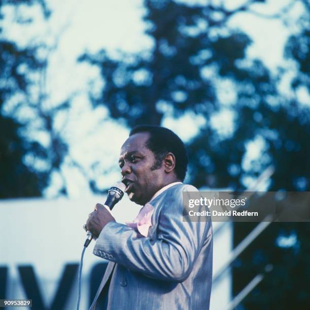 Singer Lou Rawls performs on stage in 1989.