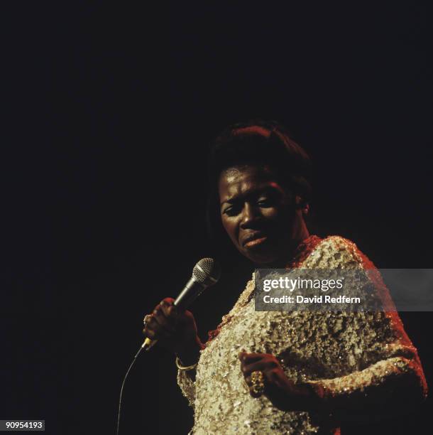 Singer Esther Phillips performs on stage at the Royalty Theatre in London, England in February 1979.