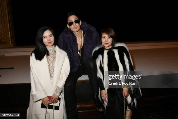 Guest, chinese american actor/singer Vanness Wu and Moment Magazine editor Mandy Ophelie Zhang attend the Stephane Rolland Haute Couture Spring...