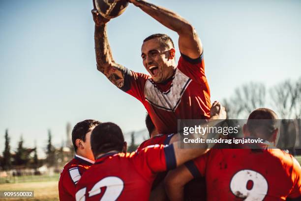 happiness on field - rugby sport stock pictures, royalty-free photos & images