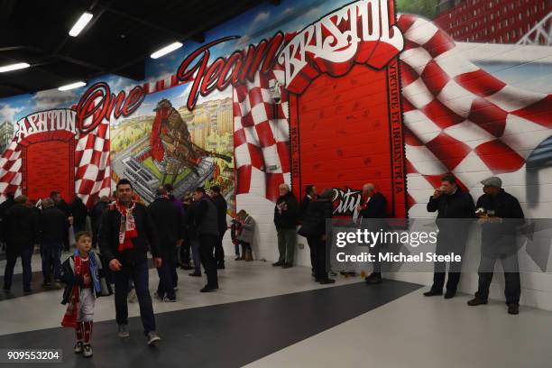 Supporters gather pre match during the Carabao Cup Semi-Final Second Leg match between Bristol City and Manchester City at Ashton Gate on January 23,...