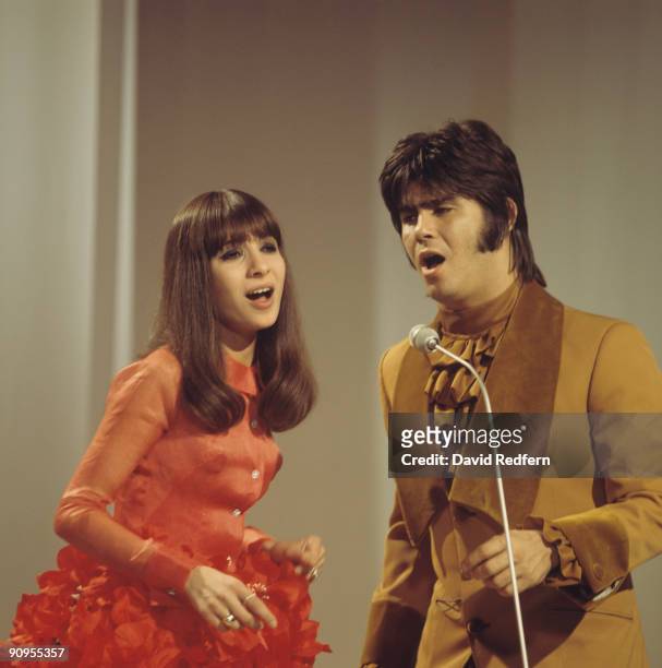 Esther and Abi Ofarim perform on stage circa late 1960's.