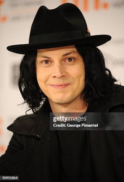 Musician Jack White speaks onstage at the "White Stripes: Under The Great White Northern Lights" press conference held at the Scotiabank Theatre on...