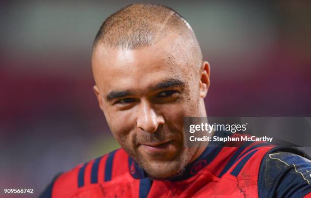 Limerick , Ireland - 21 January 2018; Simon Zebo of Munster during the European Rugby Champions Cup Pool 4 Round 6 match between Munster and Castres...