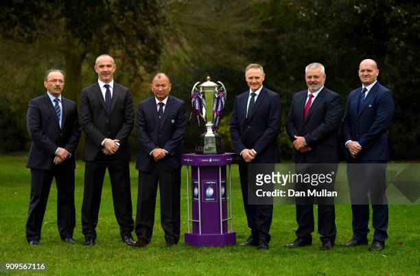 Jacques Brunel, Head Coach of France, Conor O'Shea, Head Coach of Italy, Eddie Jones, Head Coach of England, Joe Schmidt, Head Coach of Ireland,...