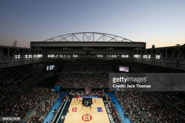 General view of Hisense Arena during the round 14 NBL match between Melbourne United and the Cairns Taipans at Hisense Arena on January 24, 2018 in...