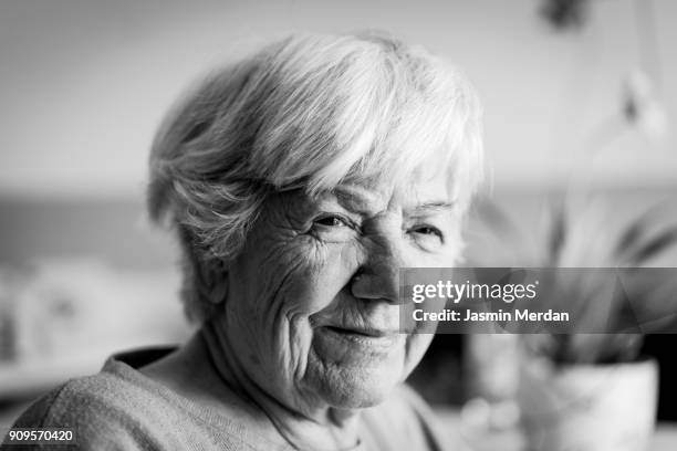 beautiful senior woman - black and white portrait stock pictures, royalty-free photos & images