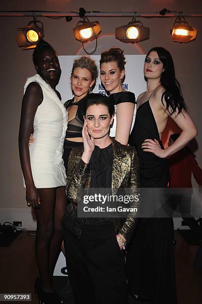 Sheila Attim, Hayley Morley, Erin O'Connor, Laura Catterall and Lucy Jane from the 12 + UK model Agency attend the 'All Walks Beyond The Catwalk'...