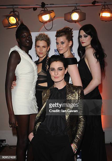Sheila Attim, Hayley Morley, Erin O'Connor, Laura Catterall and Lucy Jane from the 12 + UK model Agency attend the 'All Walks Beyond The Catwalk'...