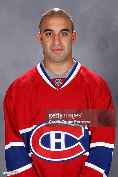 Scott Gomez of Montreal Canadians poses for his official headshot for 2009-2010 NHL season.