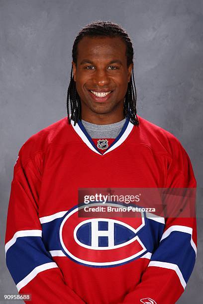 Georges Laraque of Montreal Canadians poses for his official headshot for 2009-2010 NHL season.