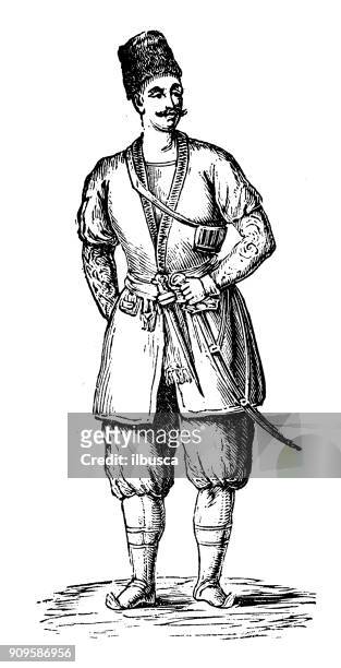 antique illustration: portrait of georgian man - georgian man stock illustrations