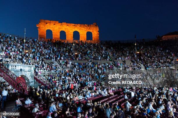 Arena di Verona amphitheater. Lyric opera Aida. Verona. Veneto. Italy. Europe.