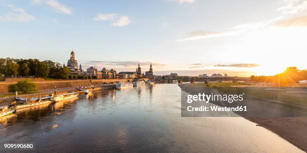 germany, dresden, city view with elbe river - elbe stock-fotos und bilder