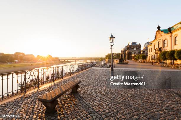 germany, dresden, bench at bruehl's terrace - dresden city stock pictures, royalty-free photos & images