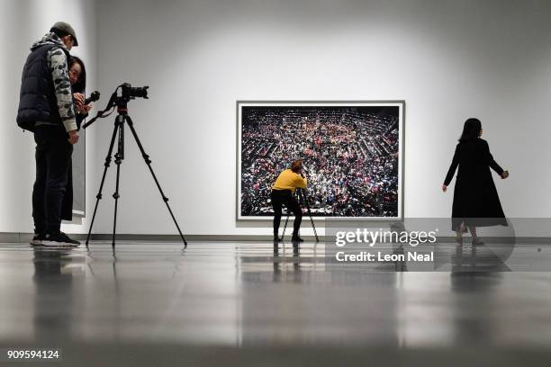 Chicago Board of Trade III" by Andreas Gursky is seen as members of the media explore the re-opened Hayward Gallery on January 24, 2018 in London,...
