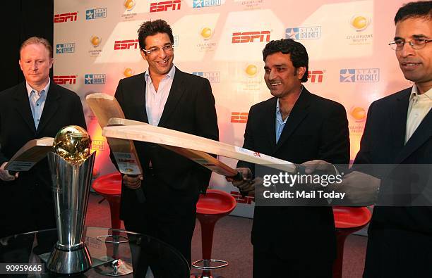 International Cricket Council General Manager, Commercial, Campbell Jamieson , cricketers Wasim Akram , Sanjay Manjrekar and commentator Harsha...