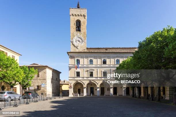Piazza Vittorio Emanuele II. Town Hall. Cingoli. Marche. Italy. Europe.