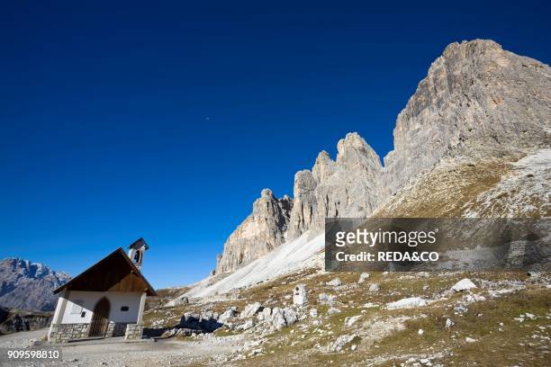 The South-East face of Drei Zinnen. Tre Cime di Lavaredo. In South Tyrol. Alto Adige. The Drei Zinnen are one of the icons of the european alps and a...
