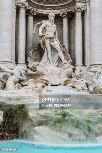 Fontana di Trevi fountain. Oceano statue. Rome. Lazio. Italy. Europe.