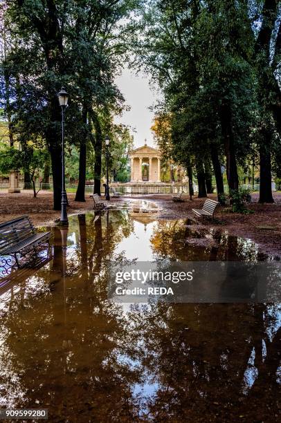 The 18th century Temple of Aesculapius. Villa Borghese gardens. Rome. Lazio. Italy. Europe.