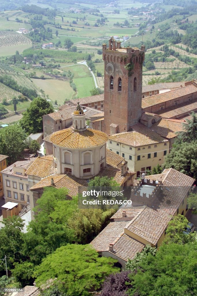 Cathedral seen from Federico II tower. San Miniato. Tuscany. Italy