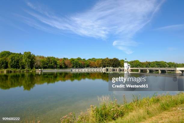 germany, bavaria, augsburg, hochablass retaining weir - lech stock-fotos und bilder