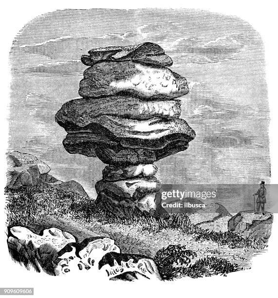 antique illustration: cornwall stone - cornwall stock illustrations