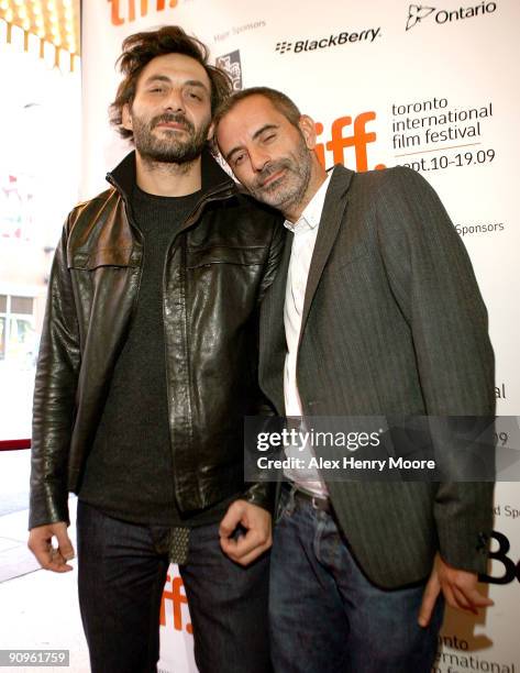 Actor Filippo Timi and director Giuseppe Capotondi attend "The Double Hour" premiere held at The Visa Screening Room at the Elgin Theatre during the...