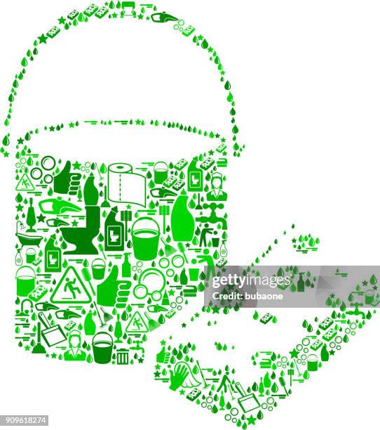 bucket & sponge cleaning background pattern - hand sponge stock illustrations