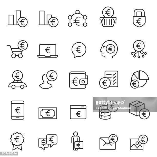 money icon set - european union currency stock illustrations