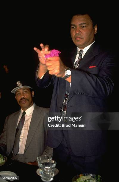 Night of Champions Ceremony: View of former heavyweight champion Muhammad Ali and Ken Norton Sr. Sacramento, CA CREDIT: Brad Mangin