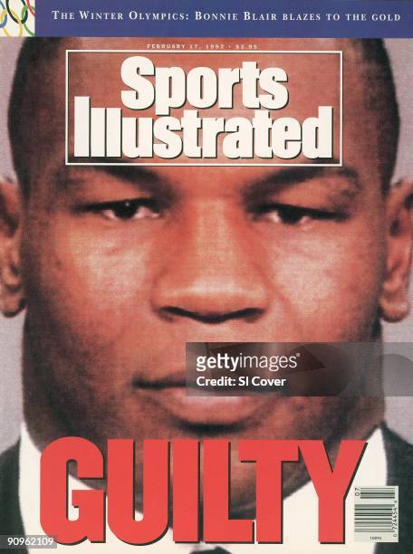 February 17, 1992 Sports Illustrated via Getty Images Cover: Boxing: Closeup mugshot of boxer Mike Tyson. Tyson was found guilty on the charge of...