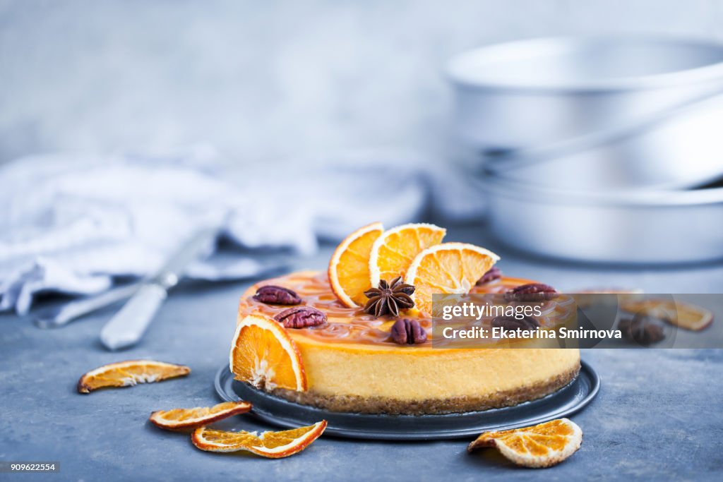 Delicious pumpkin and orange cheesecake